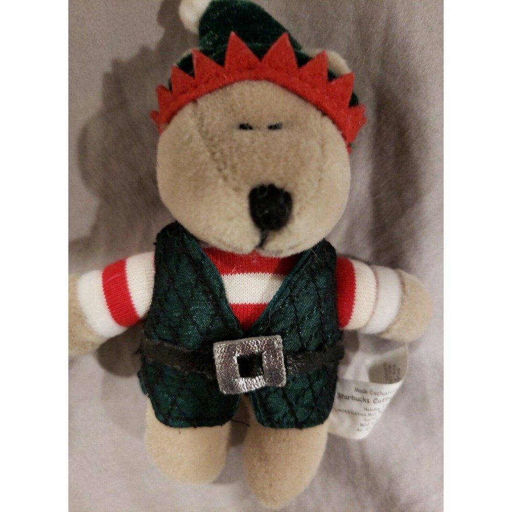 Vintage Starbucks Coffee‎ Santa Christmas Bearista ELF Finger Puppet NWT 2001